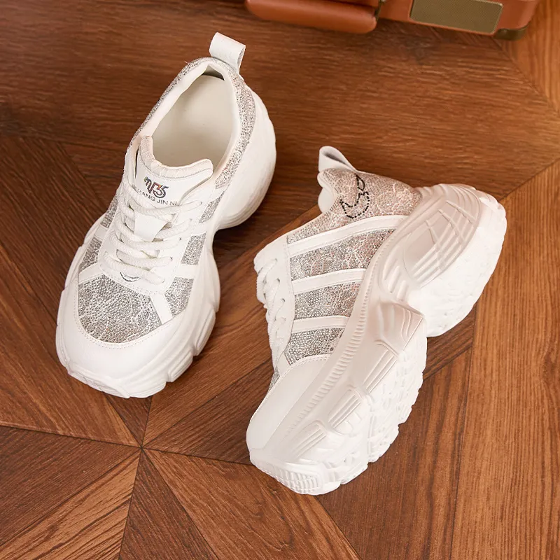 Milan Love Song Moisture Wicking Lightweight Low Top 8cm Chunky Sneakers Women's-4