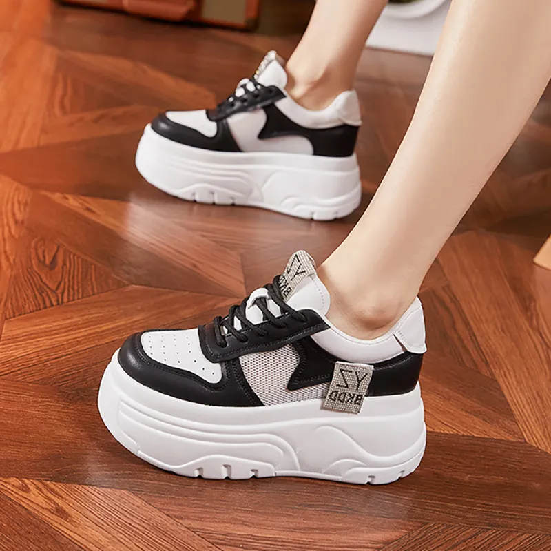 Milan Love Song Cushioning Height Increasing Wear-Resistant Quick Dry Low-Top Skateboard Shoes Women's White-9