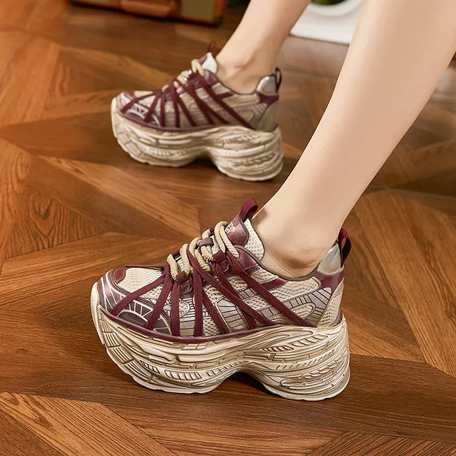 Milan Love Song Anti-Slip And Wear-Resistant Breathable Low-Top Chunky Sneakers Women's-4