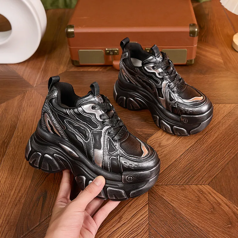 Milan Love Song Cushioned Wear Resistant Height Increasing Low Top Chunky Sneakers Women's-12