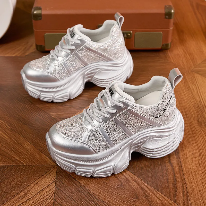 Milan Love Song Moisture Wicking Lightweight Low Top 8cm Chunky Sneakers Women's-17