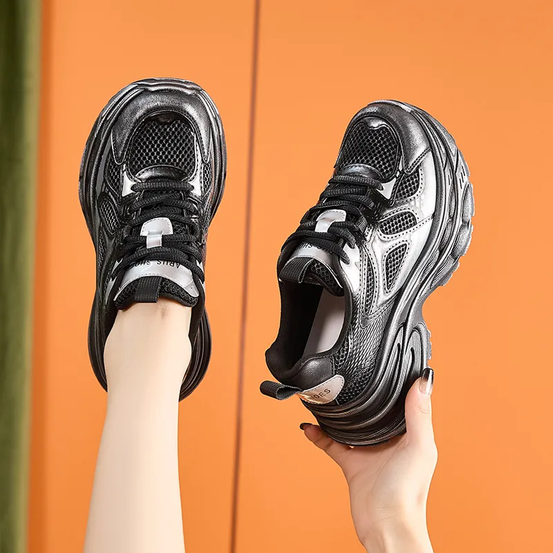 Milan Love Song Wear Resistant Lightweight Height Increasing Low Top Chunky Sneakers Women's-4