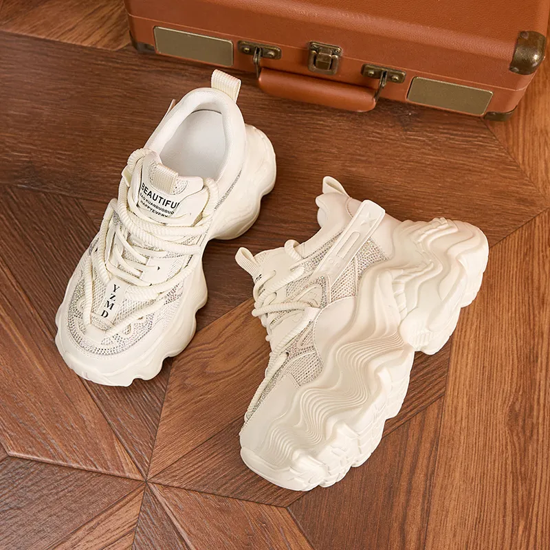 Milan Love Song Cushioned Wear Resistant Height Increasing Low Top Chunky Sneakers Women's-14