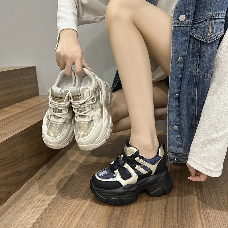 Milan Love Song Anti-Slip And Wear-Resistant Height Increasing Low-Top Chunky Sneakers Women's-4