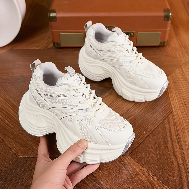 Milan Love Song Cushioned Wear Resistant Height Increasing Low Top Chunky Sneakers Women's-1