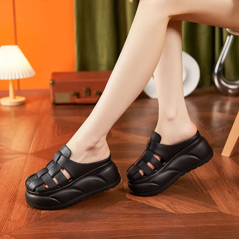 Milan Love Song Quick Drying Slip Resistant Abrasion Resistant Wrap toe Slippers Women's Black-4