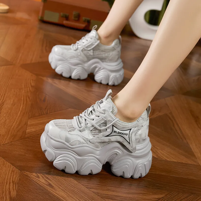 Milan Love Song Breathable Lightweight Height Increasing Low Top Chunky Sneakers Women's-18