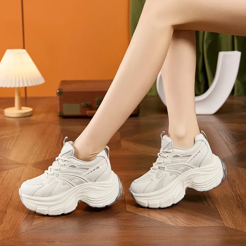 Milan Love Song Cushioned Wear Resistant Height Increasing Low Top Chunky Sneakers Women's-2