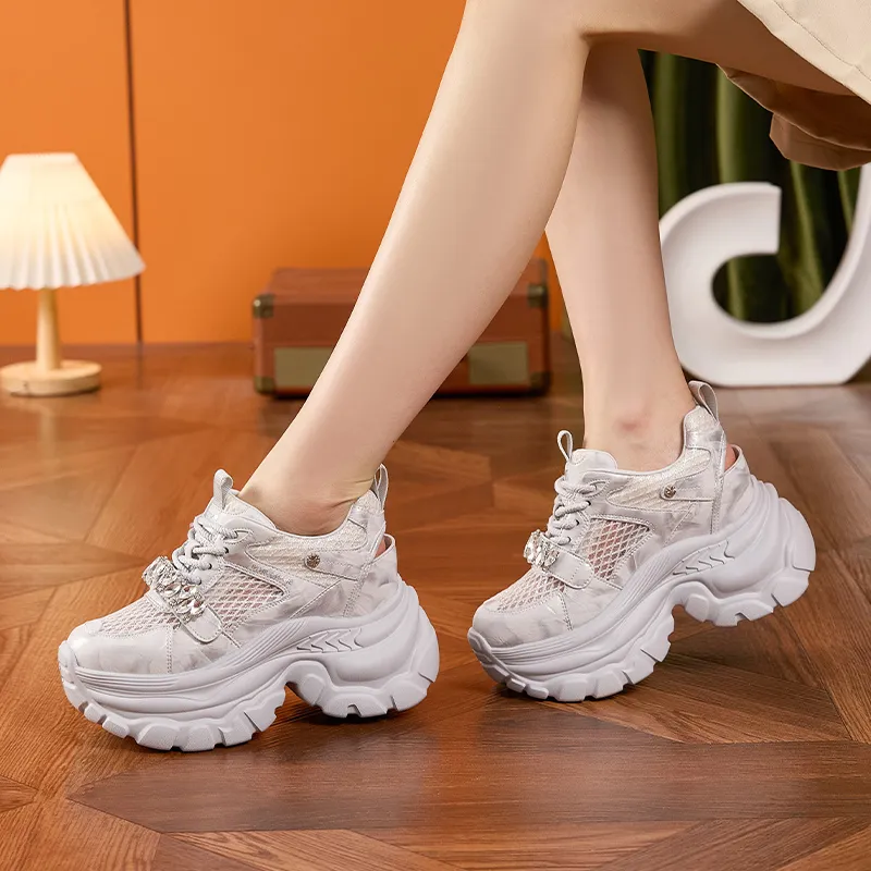 Milan Love Song Cushioning, Slip Resistant, Abrasion Resistant, Lightweight, Breathable Low Top Chunky Sneakers Women's-4