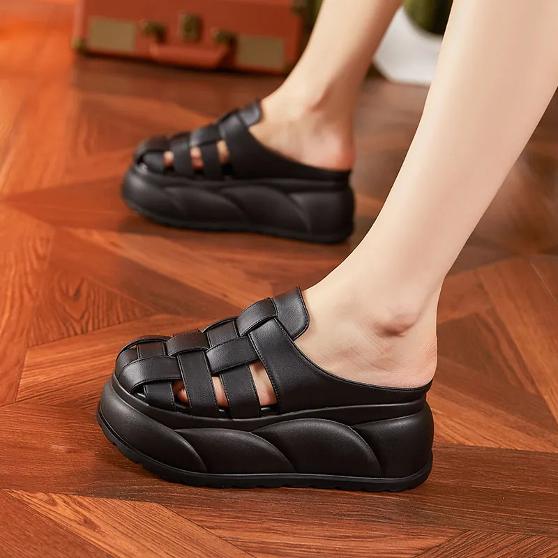 Milan Love Song Quick Drying Slip Resistant Abrasion Resistant Wrap toe Slippers Women's Black-3