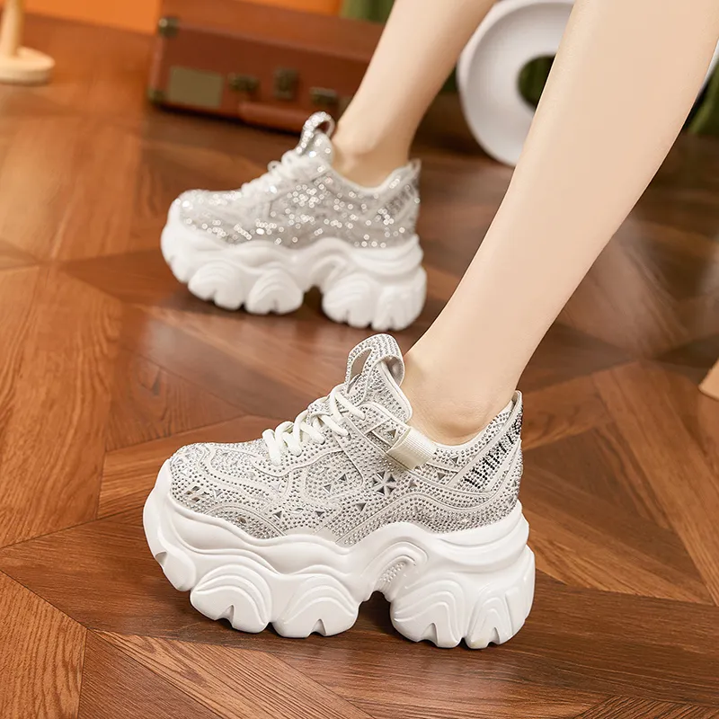 Milan Love Song Wear Resistant Lightweight Height Increasing Low Top Chunky Sneakers Women's-1
