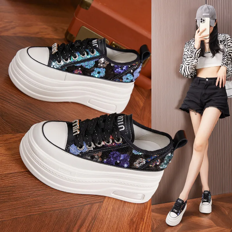 Milan Love Song Height Increasing Lightweight Water-Resistant Slip-Resistant Low-Top Skateboard Shoes Women's-9