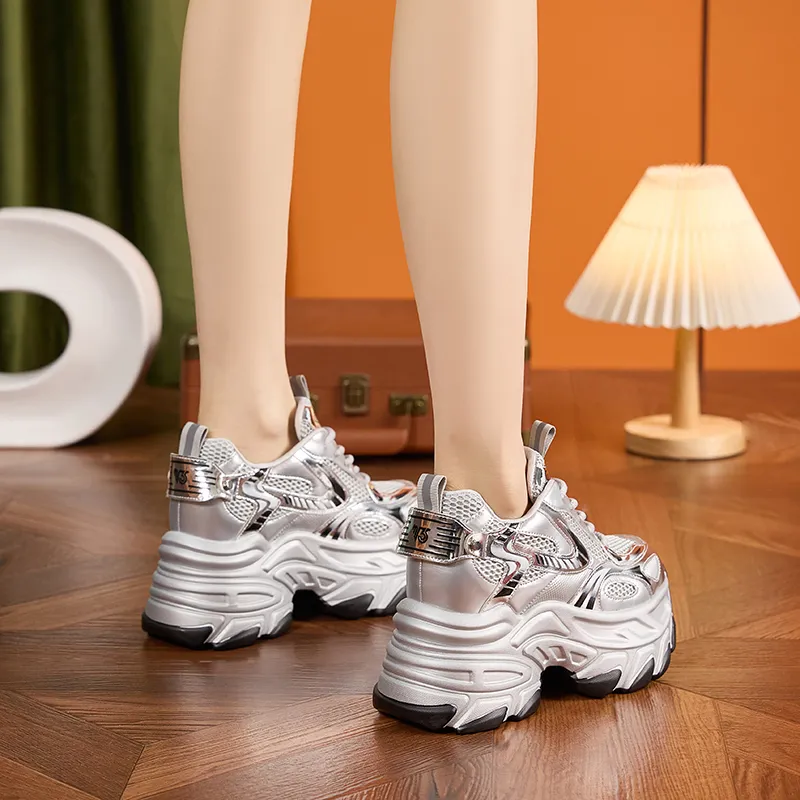 Milan Love Song Cushioned Wear Resistant Height Increasing Low Top Chunky Sneakers Women's-9