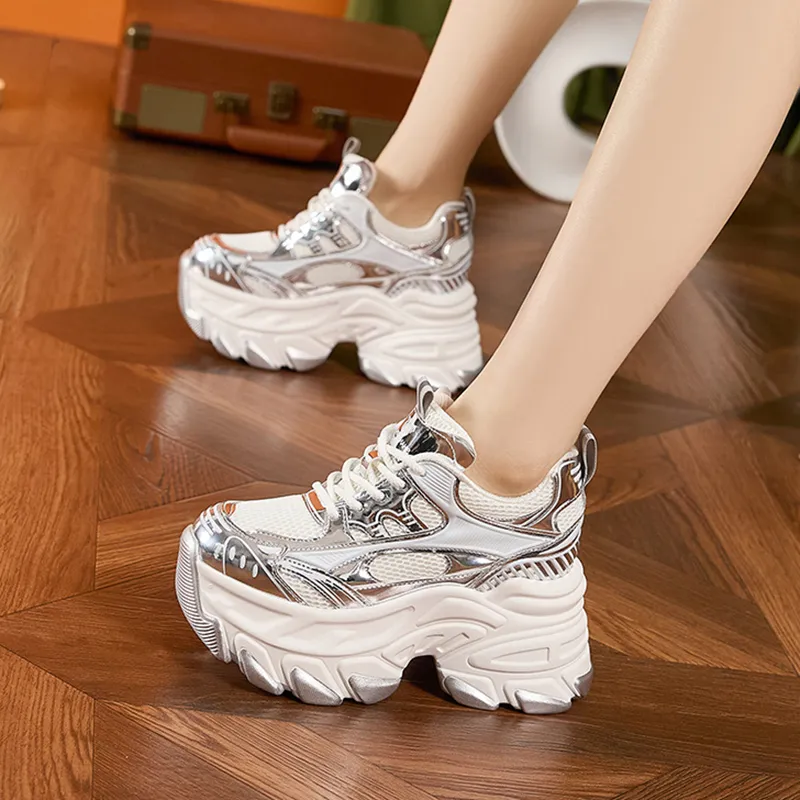 Milan Love Song Wear Resistant Height Increasing Low Top Chunky Sneakers Women's-10