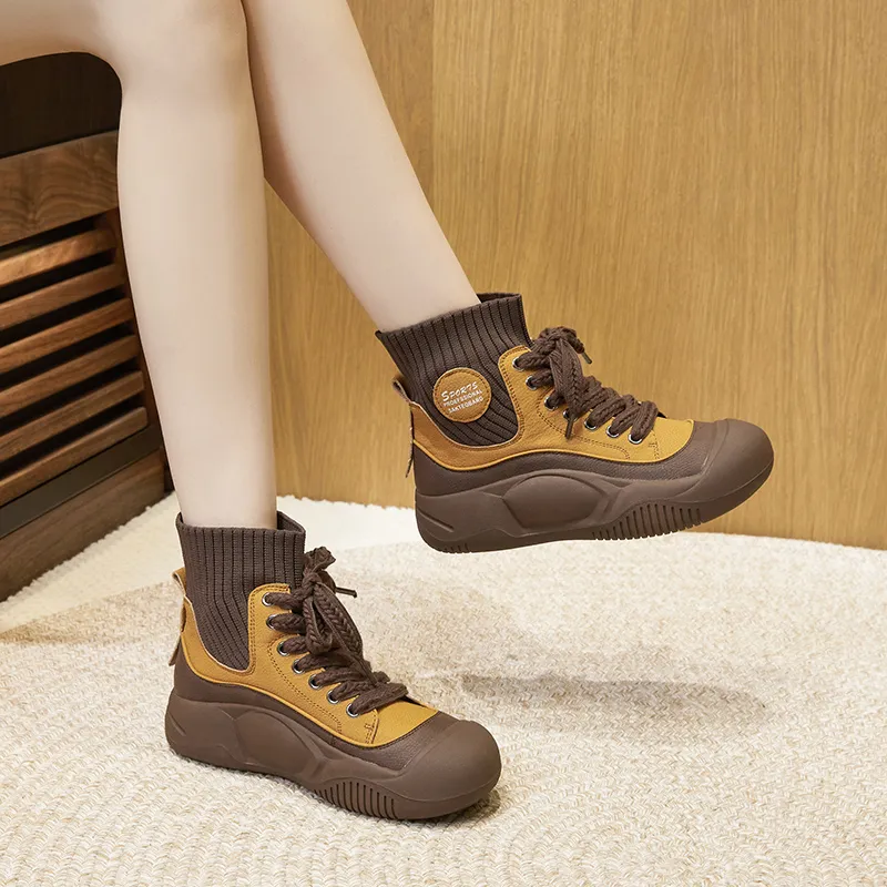 Milan Love Song Wear-Resistant Lightweight Height Increasing High-Top Casual Shoes Women's-14