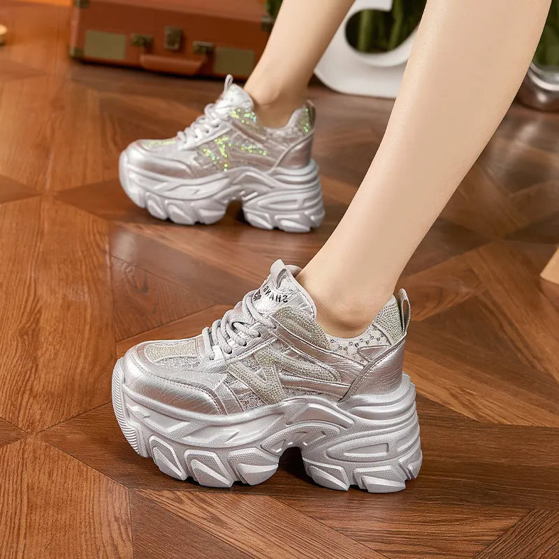 Milan Love Song Breathable Lightweight Height Increasing Low Top Chunky Sneakers Women's-1