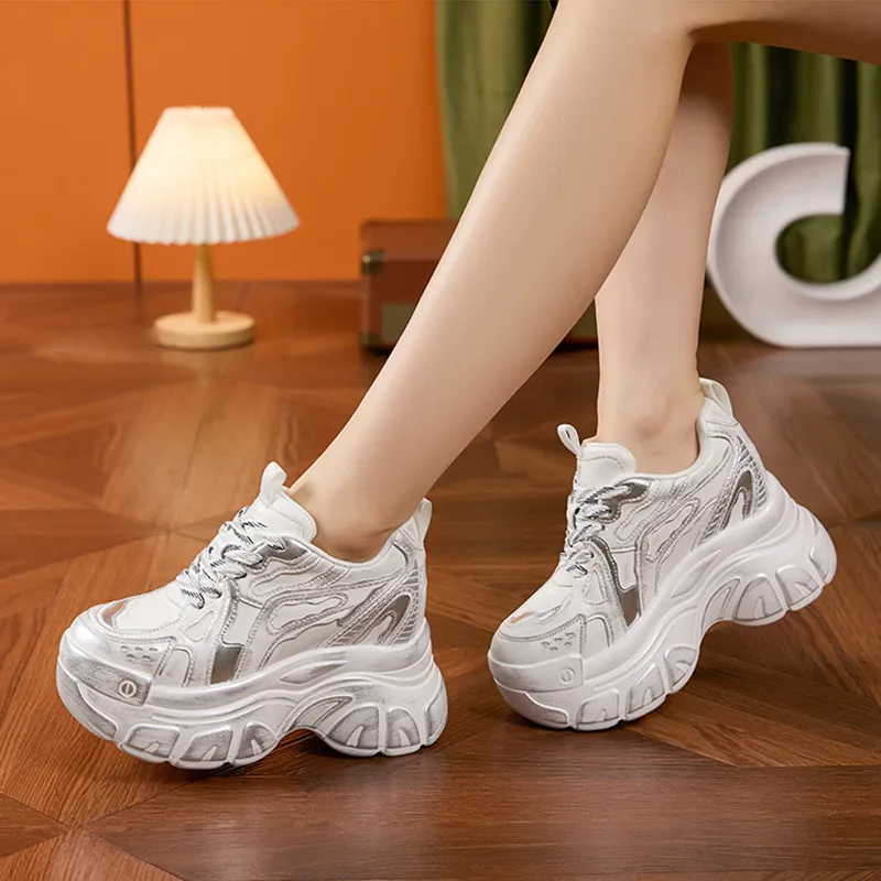 Milan Love Song Cushioned Wear Resistant Height Increasing Low Top Chunky Sneakers Women's-6