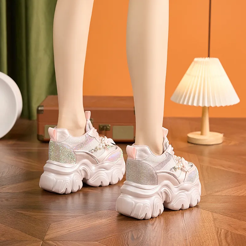 Milan Love Song Cushioned Anti Slip Wear Resistant Lightweight Height Increasing Low Top Chunky Sneakers Women's-8