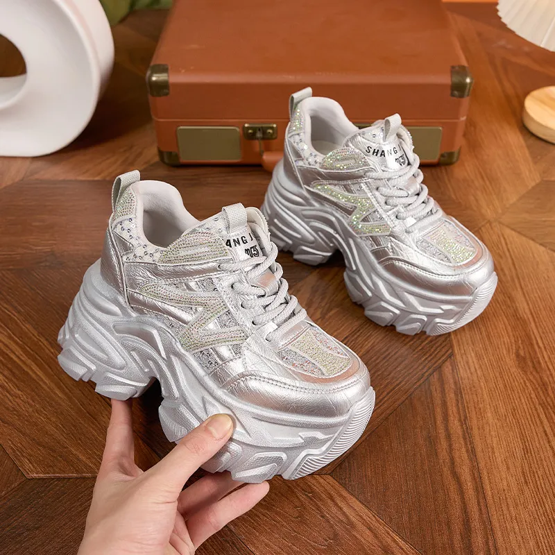 Milan Love Song Breathable Lightweight Height Increasing Low Top Chunky Sneakers Women's-2