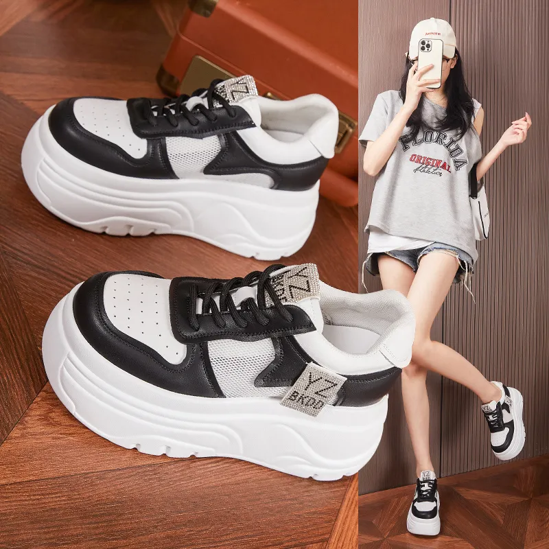 Milan Love Song Cushioning Height Increasing Wear-Resistant Quick Dry Low-Top Skateboard Shoes Women's White-7