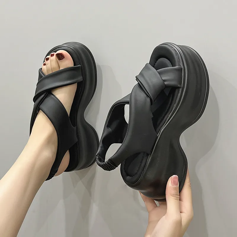 Milan Love Song Strap Sandals 8cm Women's Black-3