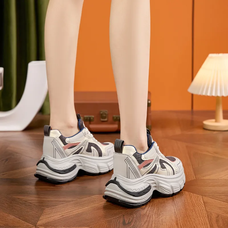 Milan Love Song Cushioning, Slip Resistant, And Abrasion Resistant Low Top Chunky Sneakers Women's-5