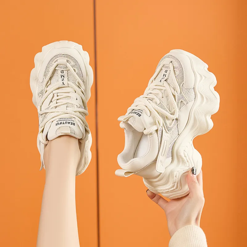 Milan Love Song Cushioned Wear Resistant Height Increasing Low Top Chunky Sneakers Women's-15