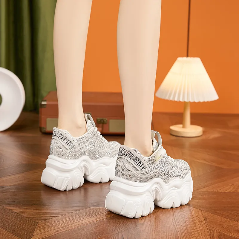 Milan Love Song Wear Resistant Lightweight Height Increasing Low Top Chunky Sneakers Women's-2