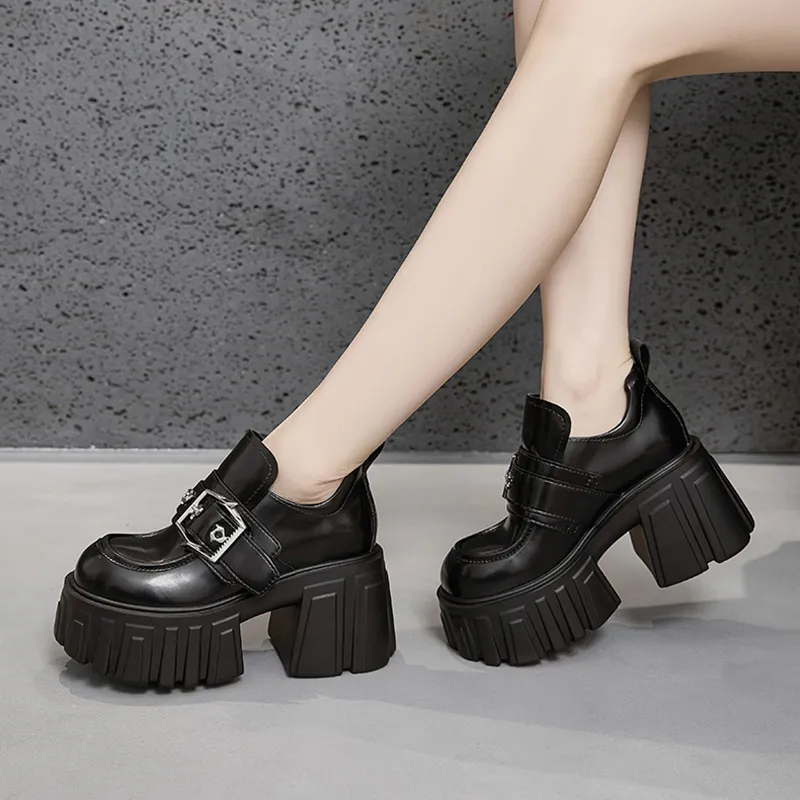 Milan Love Song Loafers 9CM Women's Black-5