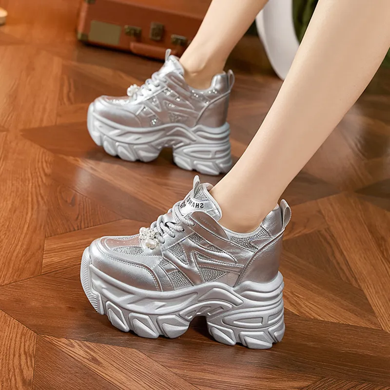 Milan Love Song Wear Resistant Lightweight Height Increasing Low Top Chunky Sneakers Women's-15