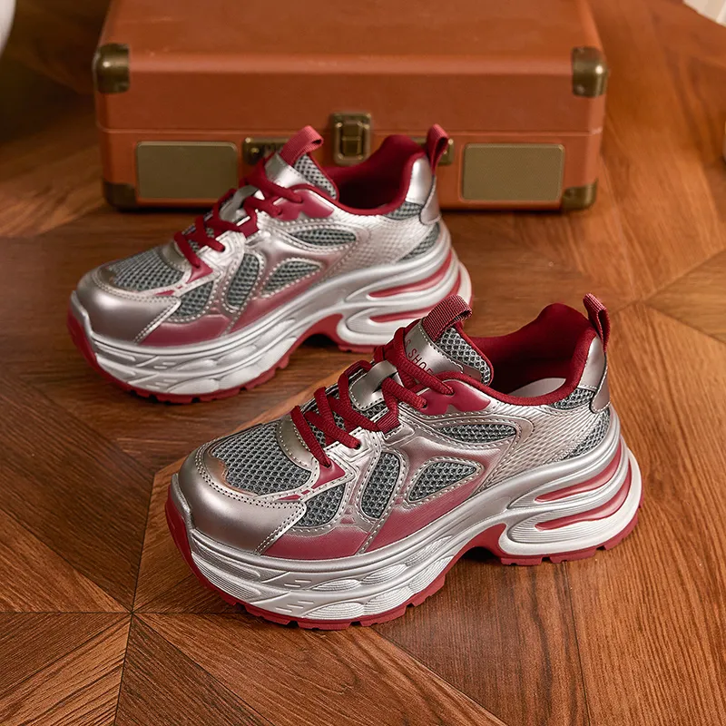 Milan Love Song Wear Resistant Lightweight Height Increasing Low Top Chunky Sneakers Women's-9