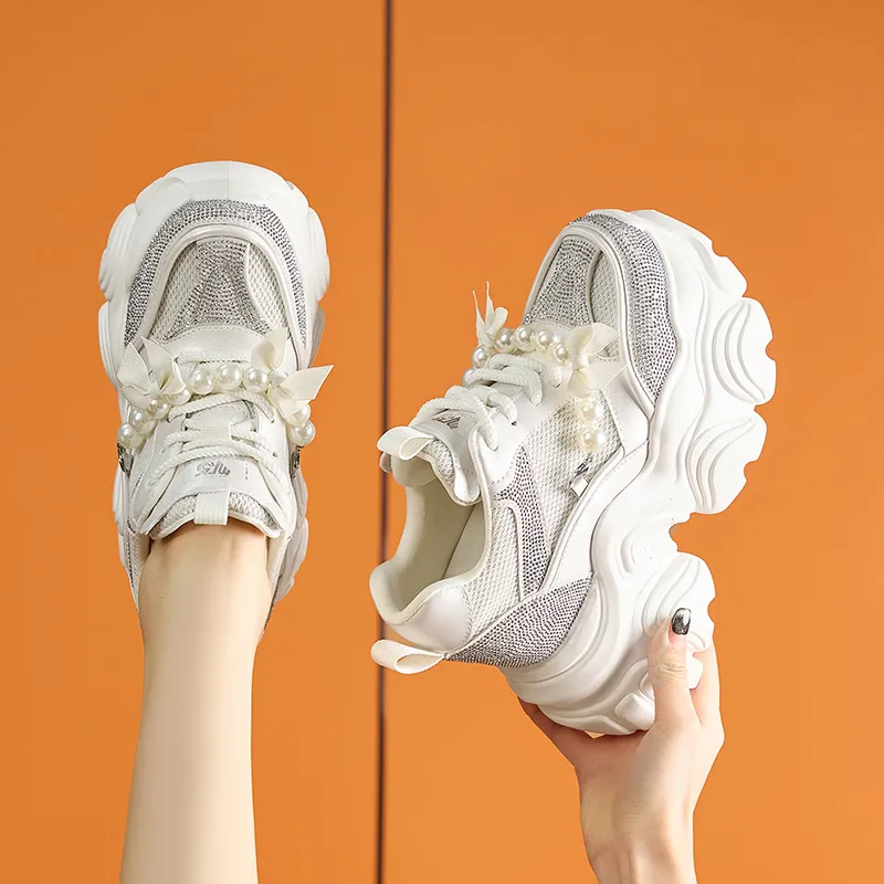 Milan Love Song Cushioned Anti Slip Wear Resistant Lightweight Height Increasing Low Top Chunky Sneakers Women's-6