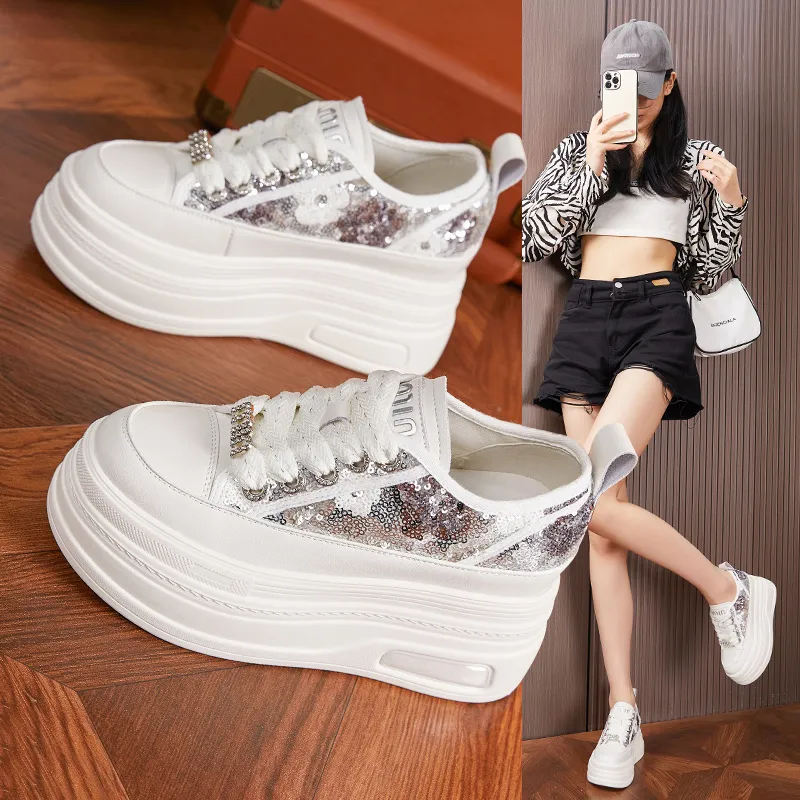 Milan Love Song Height Increasing Lightweight Water-Resistant Slip-Resistant Low-Top Skateboard Shoes Women's-2