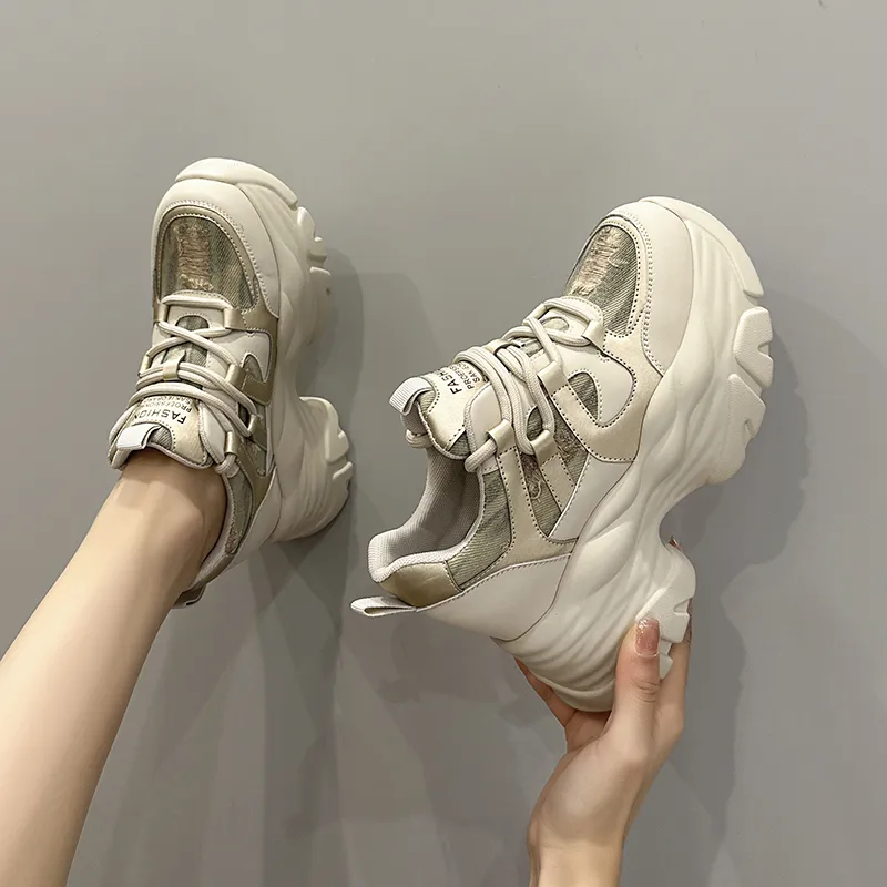 Milan Love Song Anti-Slip And Wear-Resistant Height Increasing Low-Top Chunky Sneakers Women's-8
