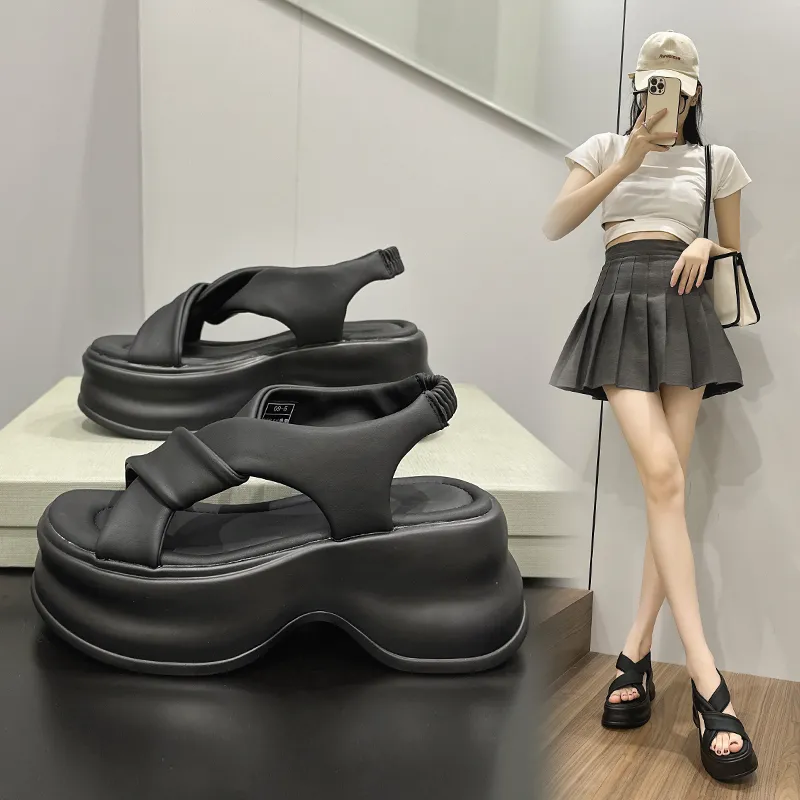Milan Love Song Strap Sandals 8cm Women's Black-2