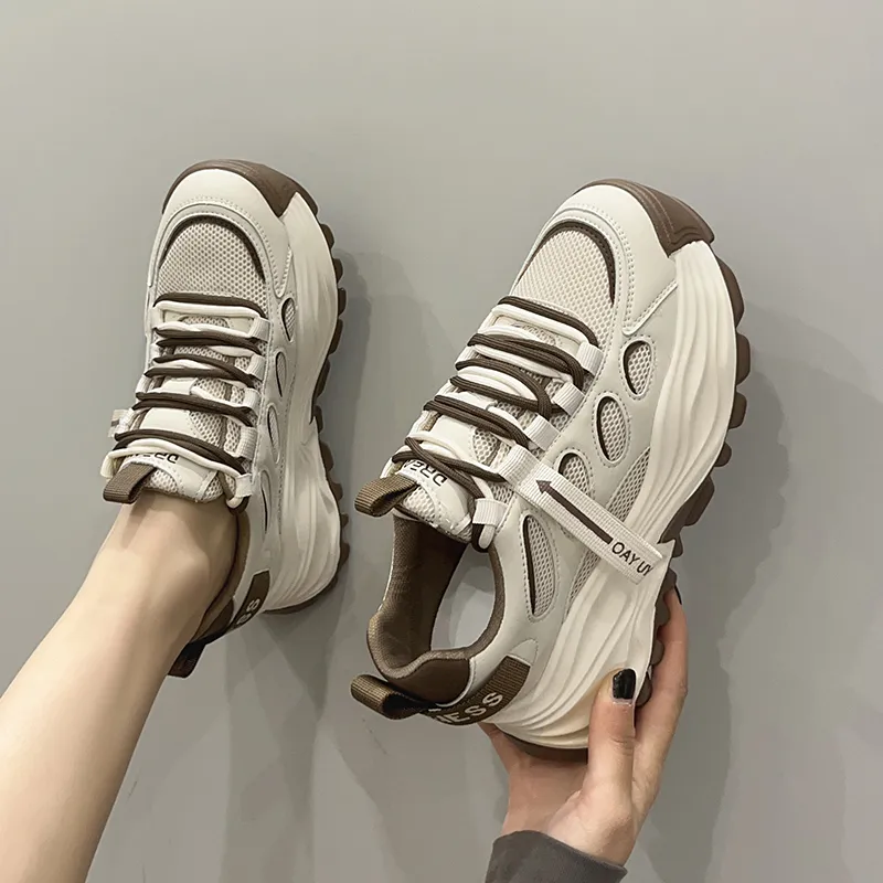 Milan Love Song Cushioning Height Increasing Slip-Resistant Low-Top Chunky Sneakers 7cm Women's-1