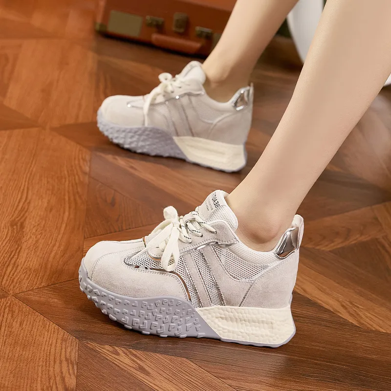 Milan Love Song Height Increasing Abrasion Resistant Slip Resistant Low Top Casual Shoes Women's Solid Color-4