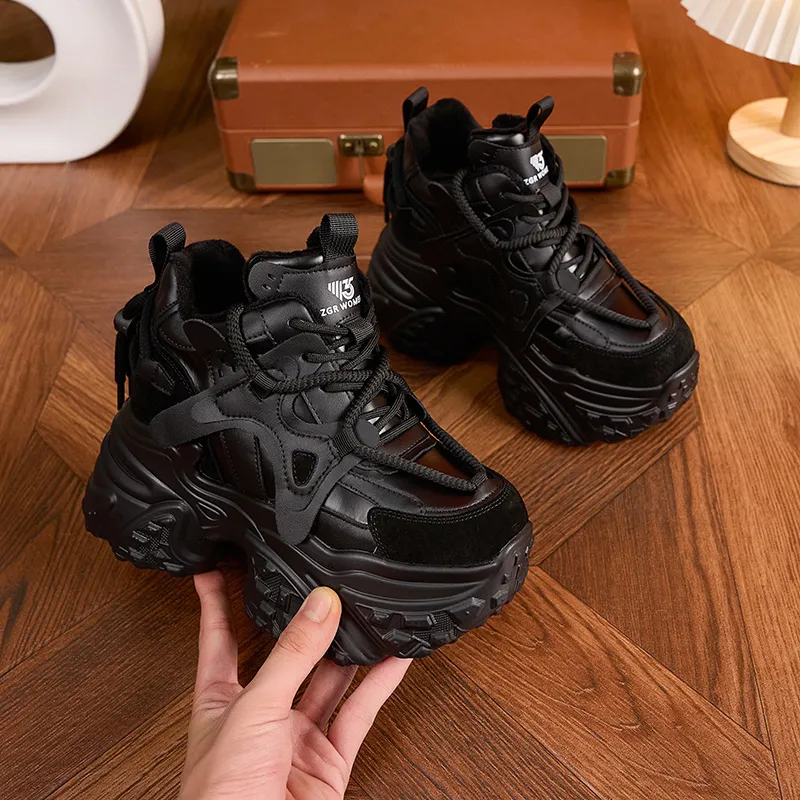 Milan Love Song Wear Resistant Height Increasing Warm Mid Top Chunky Sneakers Women's-7