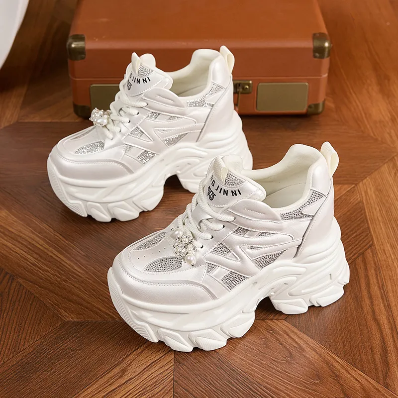 Milan Love Song Wear Resistant Lightweight Height Increasing Low Top Chunky Sneakers Women's-4