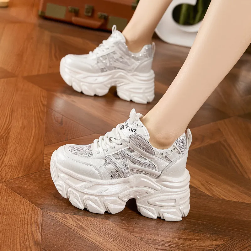 Milan Love Song Breathable Lightweight Height Increasing Low Top Chunky Sneakers Women's-11