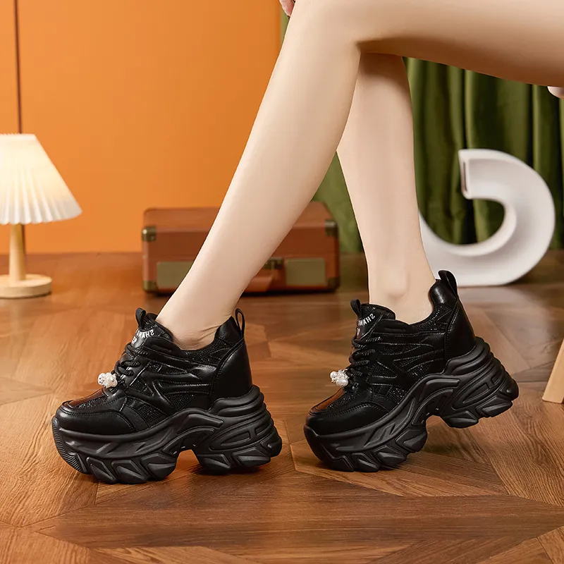 Milan Love Song Wear Resistant Lightweight Height Increasing Low Top Chunky Sneakers Women's-8