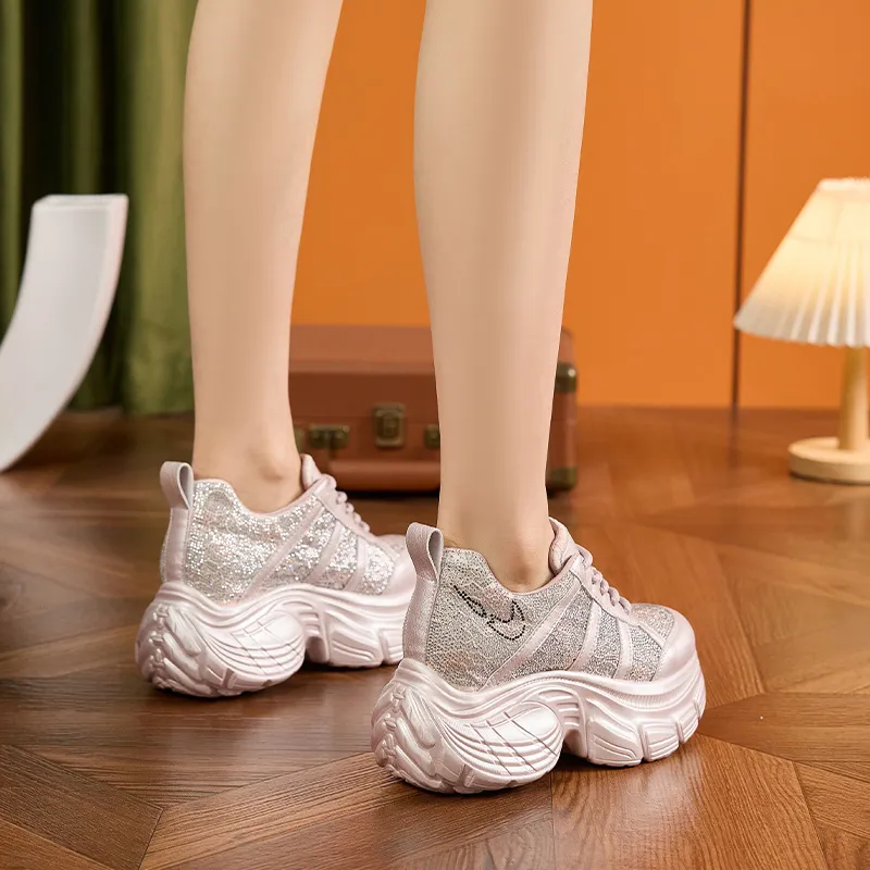 Milan Love Song Moisture Wicking Lightweight Low Top 8cm Chunky Sneakers Women's-13
