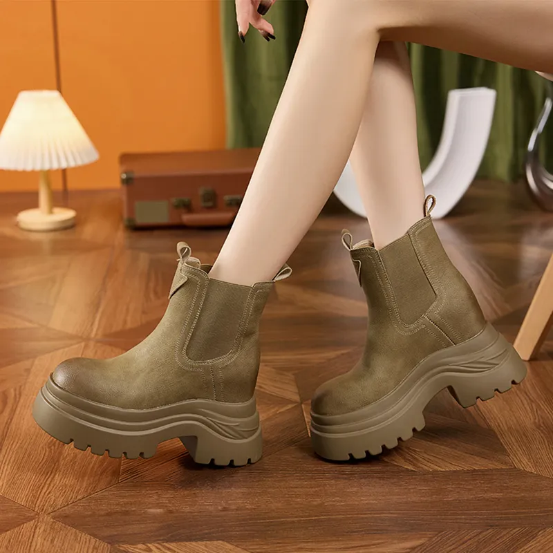 Milan Love Song Short Martin Boot High Heel Women's Solid Color-1