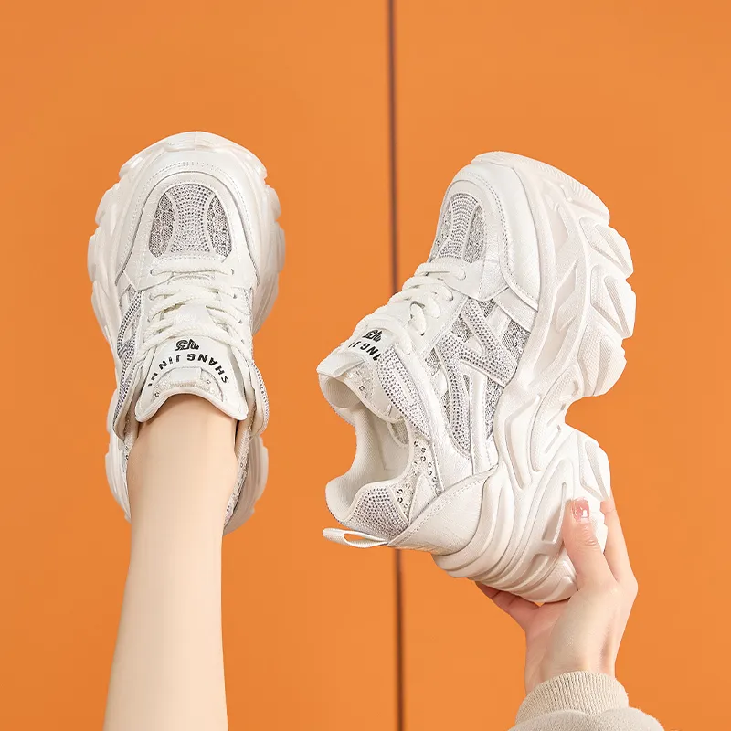 Milan Love Song Breathable Lightweight Height Increasing Low Top Chunky Sneakers Women's-10