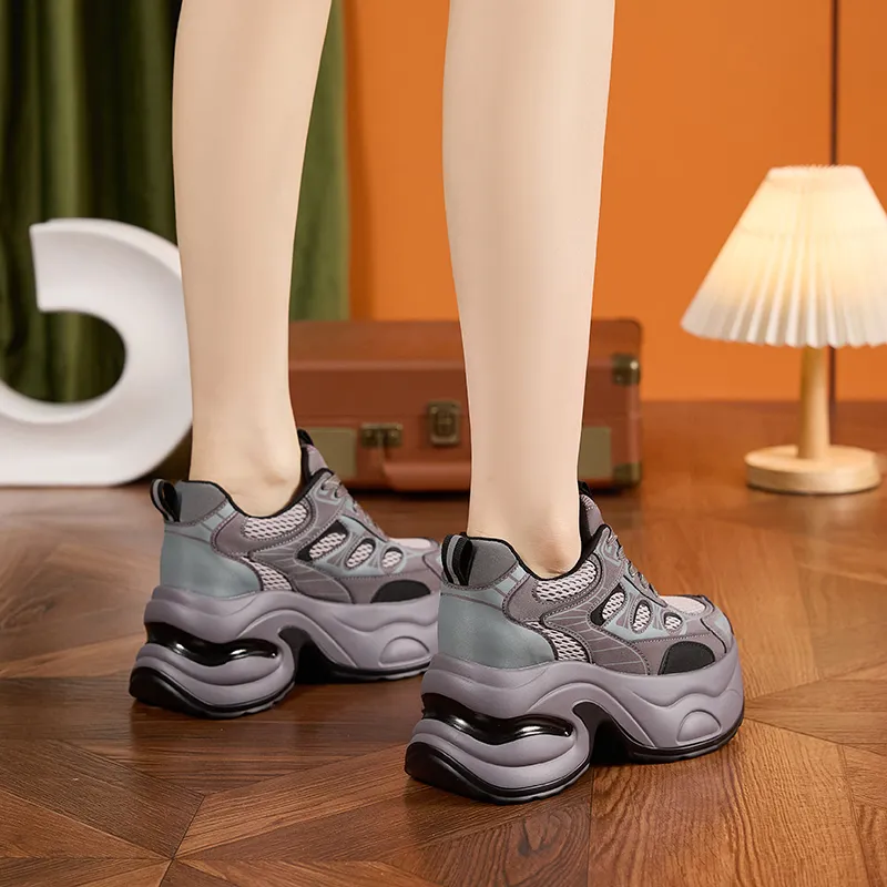 Milan Love Song Cushioned Wear Resistant Height Increasing Low Top Chunky Sneakers Women's-11