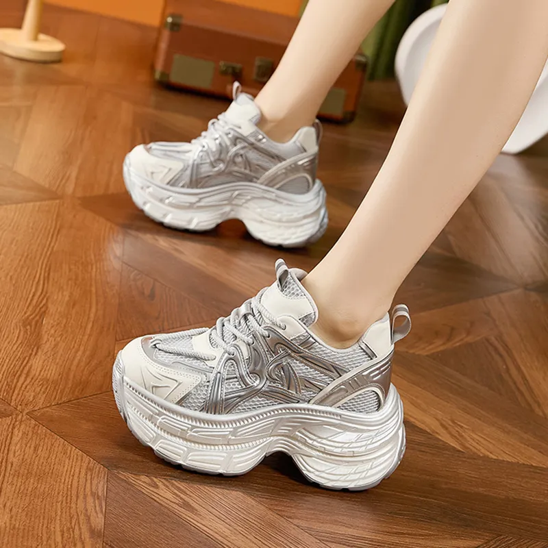 Milan Love Song Cushioned Wear Resistant Breathable Low Top Chunky Sneakers Women's-4
