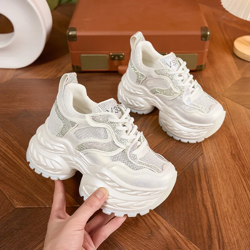 Milan Love Song Breathable Lightweight Height Increasing Low Top Chunky Sneakers Women's-10