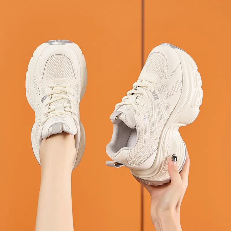 Milan Love Song Cushioned Wear Resistant Height Increasing Low Top Chunky Sneakers Women's-4