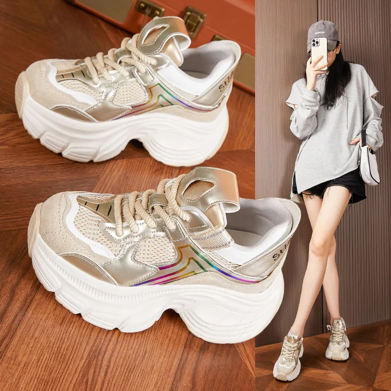 Milan Love Song Anti-Slip Wear-Resistant Breathable Moisture-Wicking Lightweight Low-Top Chunky Sneakers Women's-6