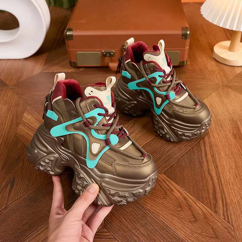 Milan Love Song Wear Resistant Height Increasing Warm Mid Top Chunky Sneakers Women's-11